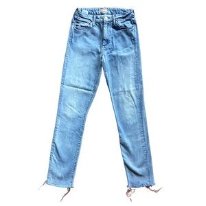 Mother Denim HW Looker Ankle Fray in Pretty Please